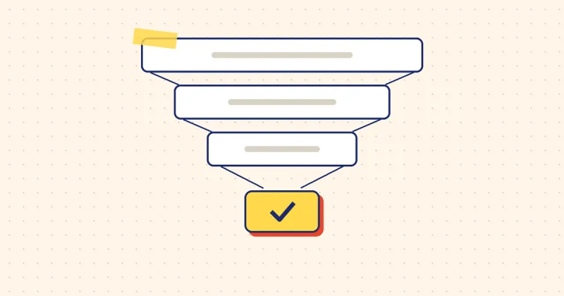 A funnel narrowing from reach through clicks to subscribers